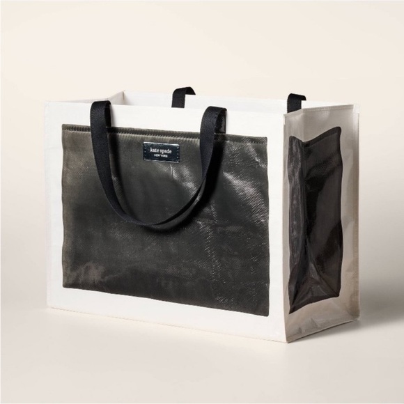 Kate Spade New York Target Large Tote Bag Black White Shopper Bag NEW Limited Ed - Picture 2 of 4